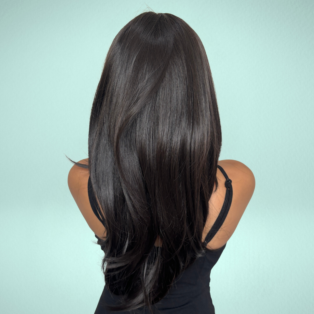 Cabelo Médio e Ondulado Castanho Escuro para Uso Diário de Mulheres - Bruna